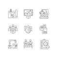 Manufacturing process pixel perfect linear icons set Royalty Free Stock Photo