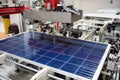 Manufacturing of solar panel system in factory.Industry concept