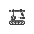 Manufacturing warehouse conveyor vector icon