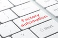 Manufacuring concept: Factory Automation on computer keyboard background Royalty Free Stock Photo