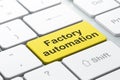 Manufacuring concept: Factory Automation on computer keyboard background Royalty Free Stock Photo