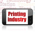 Manufacuring concept: Smartphone with Printing Industry on display Royalty Free Stock Photo