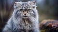 Manul or Pallas's cat, Otocolobus manul, cute wild cat from Asia Royalty Free Stock Photo