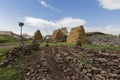 Barnyard manure drying and the piles of hay, in Georgia. Royalty Free Stock Photo