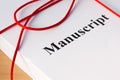 Manuscript from Author with Red Twine Closeup Royalty Free Stock Photo