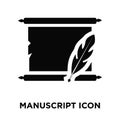 Manuscript icon vector isolated on white background, logo concept of Manuscript sign on transparent background, black filled Royalty Free Stock Photo