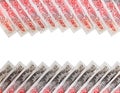 Many 50 pound sterling bank notes background