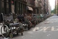 many abandoned wheelchairs in new york city illustration generative ai
