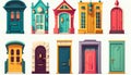 Many abstract colourful doors. Generative AI. Royalty Free Stock Photo