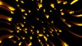 Many abstract comets fall at high speed, 3d rendering. Virtual asteroid rain, computer generated background
