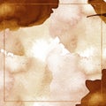 many abstract orange fall texture paper watercolor with orange and green leaf pattern on brown Royalty Free Stock Photo