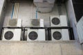 Many Air conditioner compressor installed in old building Royalty Free Stock Photo