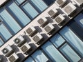 Many air conditioners on the facade of an office building. Temperature control in the room Royalty Free Stock Photo