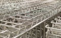 Many airport luggage carts. Royalty Free Stock Photo