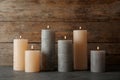 Many alight scented wax candles Royalty Free Stock Photo