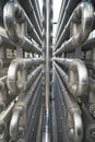 Many alloy inox pipes in a factory Royalty Free Stock Photo