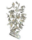 Many American dollars on background. Flying money Royalty Free Stock Photo