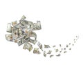 Many American dollars on white background. Flying money Royalty Free Stock Photo