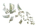 Many American dollars on white background. Flying money Royalty Free Stock Photo