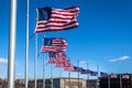 Many American Flags Waving at Washington Monument - Washington, D.C., USA Royalty Free Stock Photo