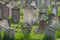 Many ancient gravestones on a jewish cemetery