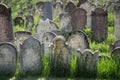 Many ancient gravestones on a jewish cemetery