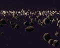 Many asteroids or meteorites in the space