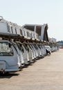 Many auto gangways for the plane in line Royalty Free Stock Photo