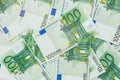 Many Banknotes of 100 Euro, the European currency background