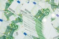 Many Banknotes of 100 Euro, the European currency pile background Royalty Free Stock Photo