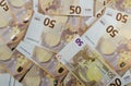 Pile of 50 euro notes. Many banknotes euro Royalty Free Stock Photo