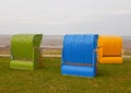 Many beach chairs on the coast. Royalty Free Stock Photo