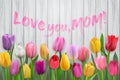 Happy mothers day card with tulips Royalty Free Stock Photo