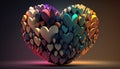 Many beautiful hearts in one big one. Cardboard multicolored hearts that are placed next to each other on a background