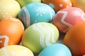 Many beautiful painted Easter eggs as background Royalty Free Stock Photo