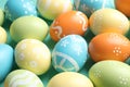 Many beautiful painted Easter eggs as background Royalty Free Stock Photo