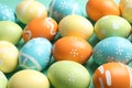 Many beautiful painted Easter eggs as background Royalty Free Stock Photo