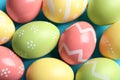 Many beautiful painted Easter eggs as background Royalty Free Stock Photo
