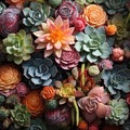 Many beautiful succulent plants as background, top view. Banner design Royalty Free Stock Photo
