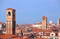 Many bell towers in Venice in Italy