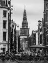 Many bicycles parked in the street Amsterdam