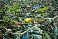 Many bicycles parking everywhere at the main station in GÃÂ¶ttingen, Germany