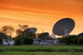 big satelite dishes with twilight sky Royalty Free Stock Photo