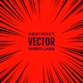 Many black comic radial speed Lines on red base. Explosion Royalty Free Stock Photo