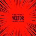 Many black comic radial speed Lines on red base. Explosion Royalty Free Stock Photo