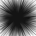 Many black comic radial speed Lines on white base. Effect power explosion illustration. Comic book design element
