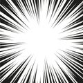 Many black comic radial speed Lines on white base. Effect power explosion illustration. Comic book design element. Graphic