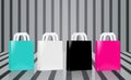 Many blank shopping bags