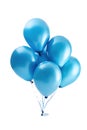 Many blue balloons isolated on white background. Generative AI