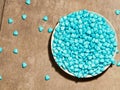 many blue candies in the shape of hearts Royalty Free Stock Photo